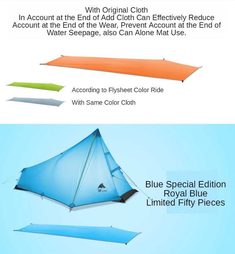 Cheap Goat Tents 3F UL GEAR CangQiong 1 Outdoor Ultralight Camping Tent 3 Season 1 Person Professional 15D Nylon Silicon Coating Rodless  tent Tents 